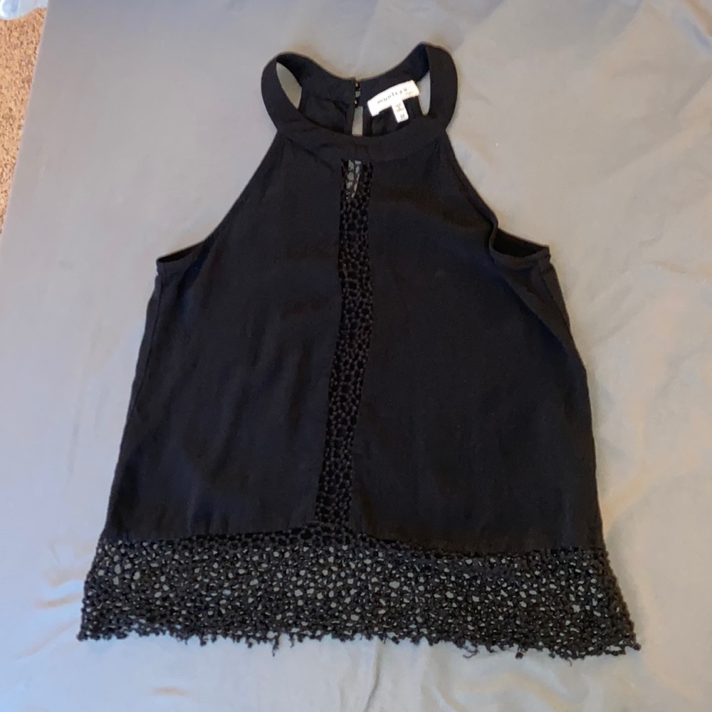 Monteau Los Angeles Black Lace Halter Tank Size M